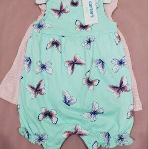 Carter's Baby Girls Butterfly & Stripes 3 PC Dress & Bodysuit Set  9 mos.